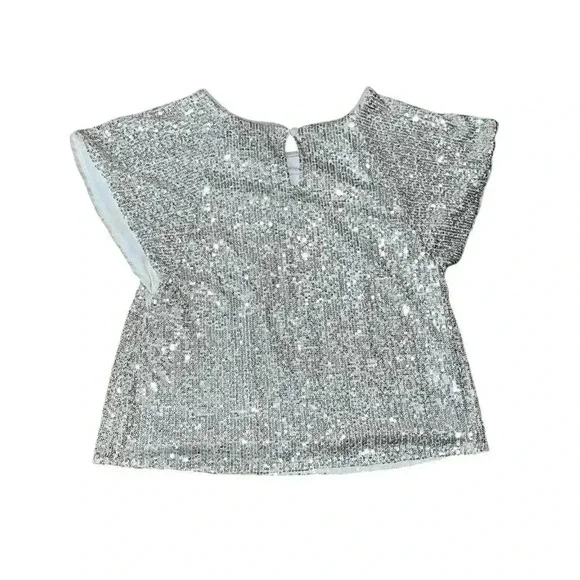 Cat and jack sequin silver girls shirt - Picture 2 of 4